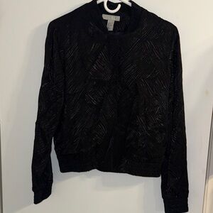 H&M Black Textured Bomber Jacket - size 4